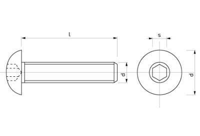 Šroub s půlkulatou hlavou na imbus 8 x 50 mm Zn 10.9