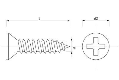 Šroub do plechu se zápustnou hlavou 4,2 x 19 mm Zn