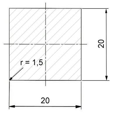 Čtvercová ocel plná 20 x 20 mm