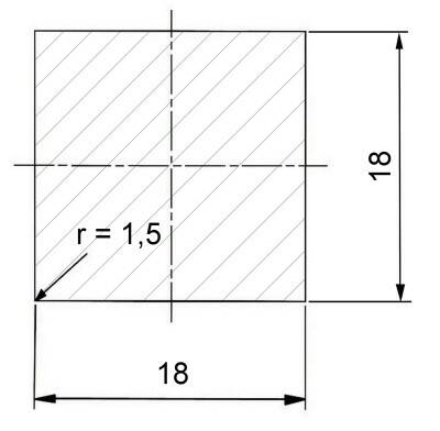 Čtvercová ocel plná 18 x 18 mm
